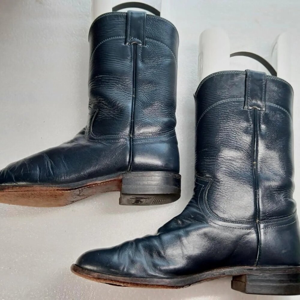 Vintage Justin 1879 Women’s Cowboy Boots 7B Dark Blue Leather USA Western